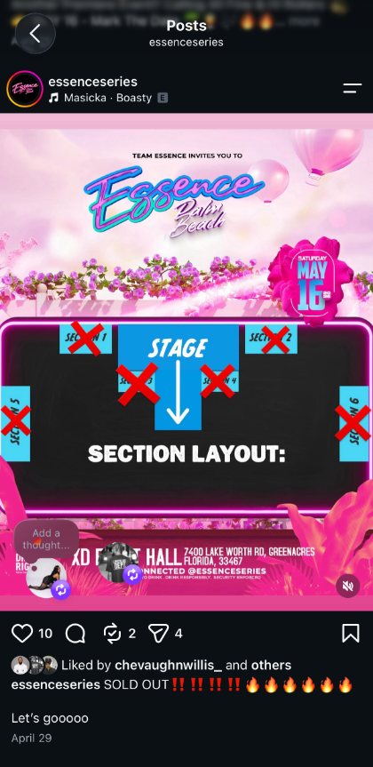 Sold-out section layout